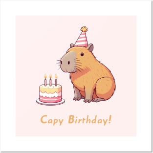 Cappy Capy Birthday Capybara Posters and Art